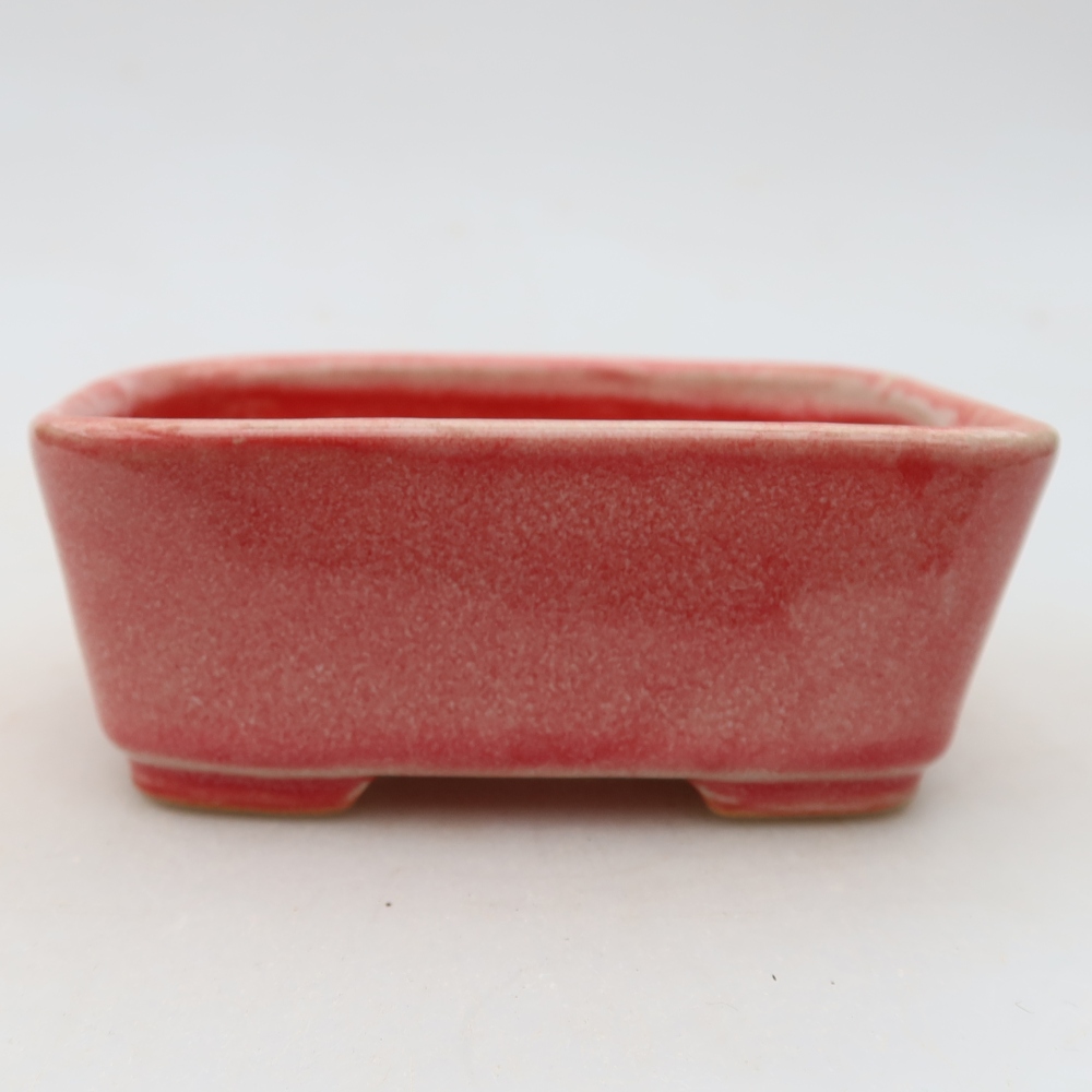 Ceramic bonsai pot, 10.5 x 8.5 x 4 cm, red
