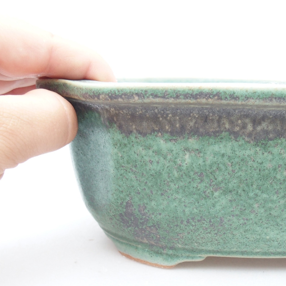 Ceramic bonsai bowl 22,5 x 17,5 x 7,5 cm, color green