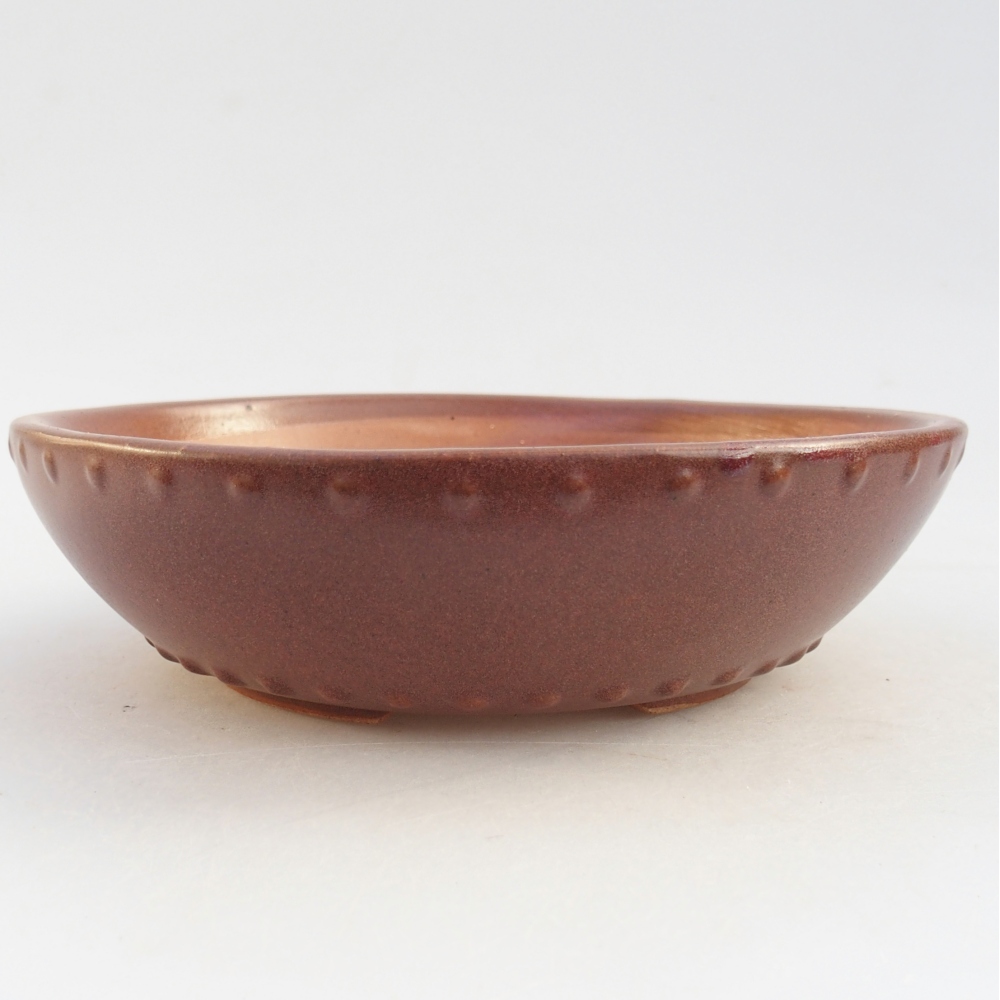 Ceramic bonsai bowl 17,5 x 17,5 x 5 cm, colour burgundy