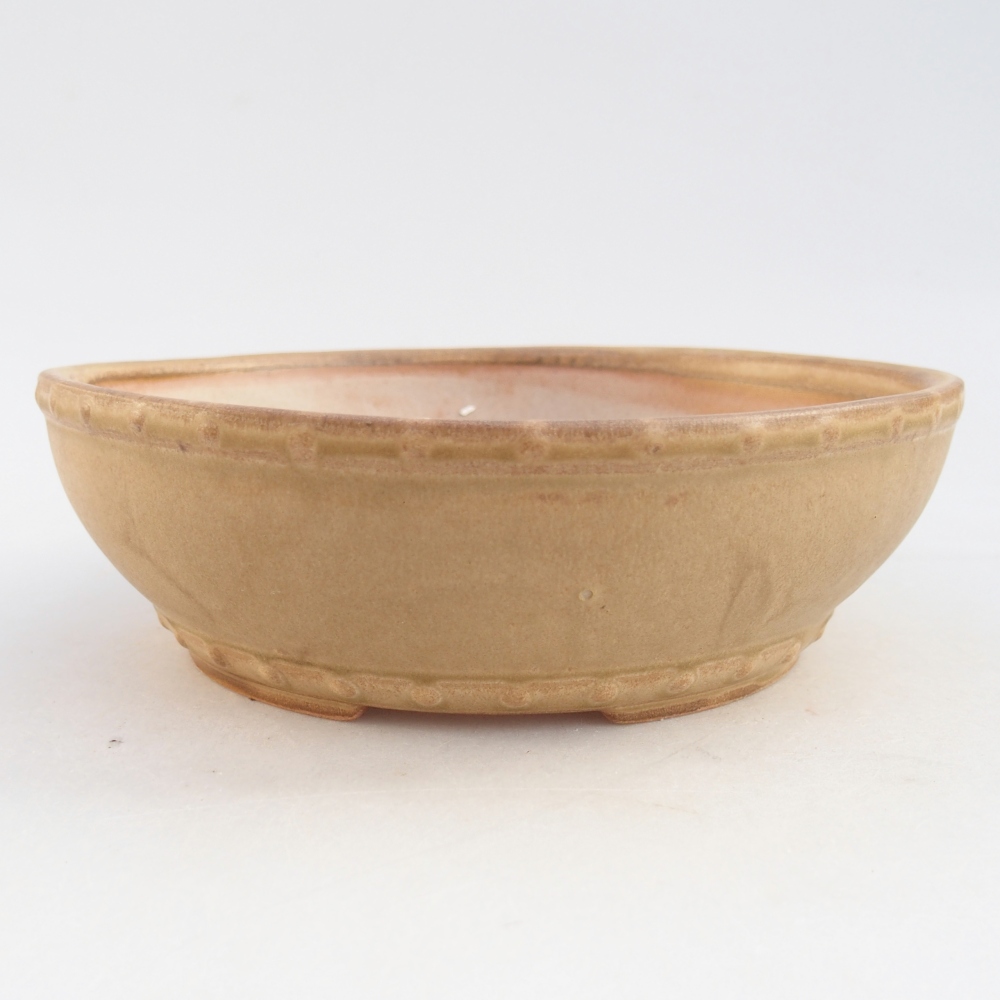 Ceramic bonsai bowl 18 x 18 x 5,5 cm, colour beige
