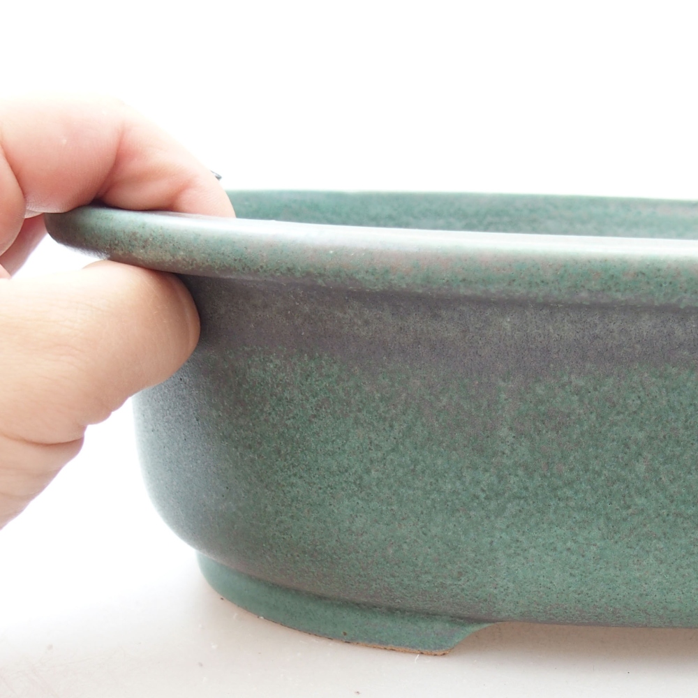 Ceramic bonsai bowl 26 x 22 x 8 cm, color green