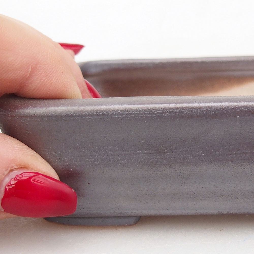 Ceramic bonsai bowl 11,5 x 8,5 x 3 cm, metal colour