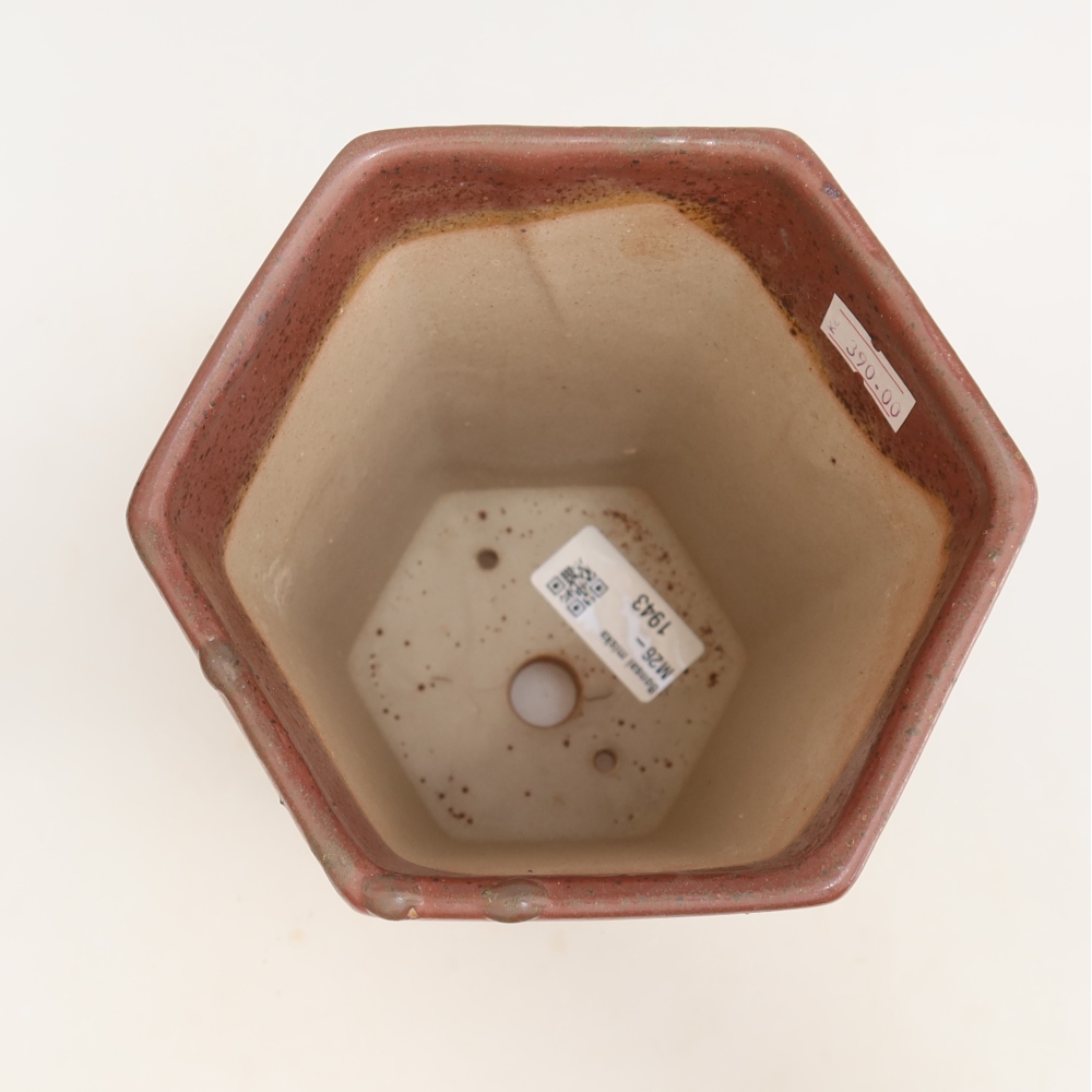 Ceramic bonsai pot, 13 x 12 x 17 cm, pink