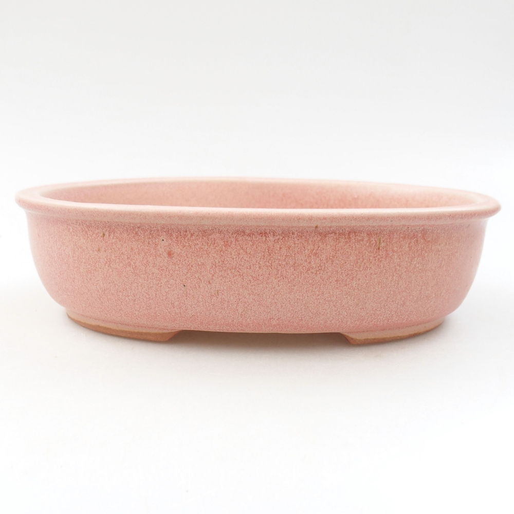 Ceramic bonsai bowl 19 x 14,5 x 4,5 cm, color pink