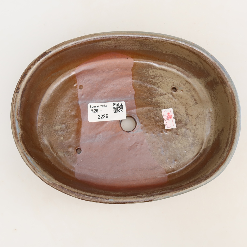 Ceramic bonsai pot, 22 x 17 x 5 cm, blue-brown