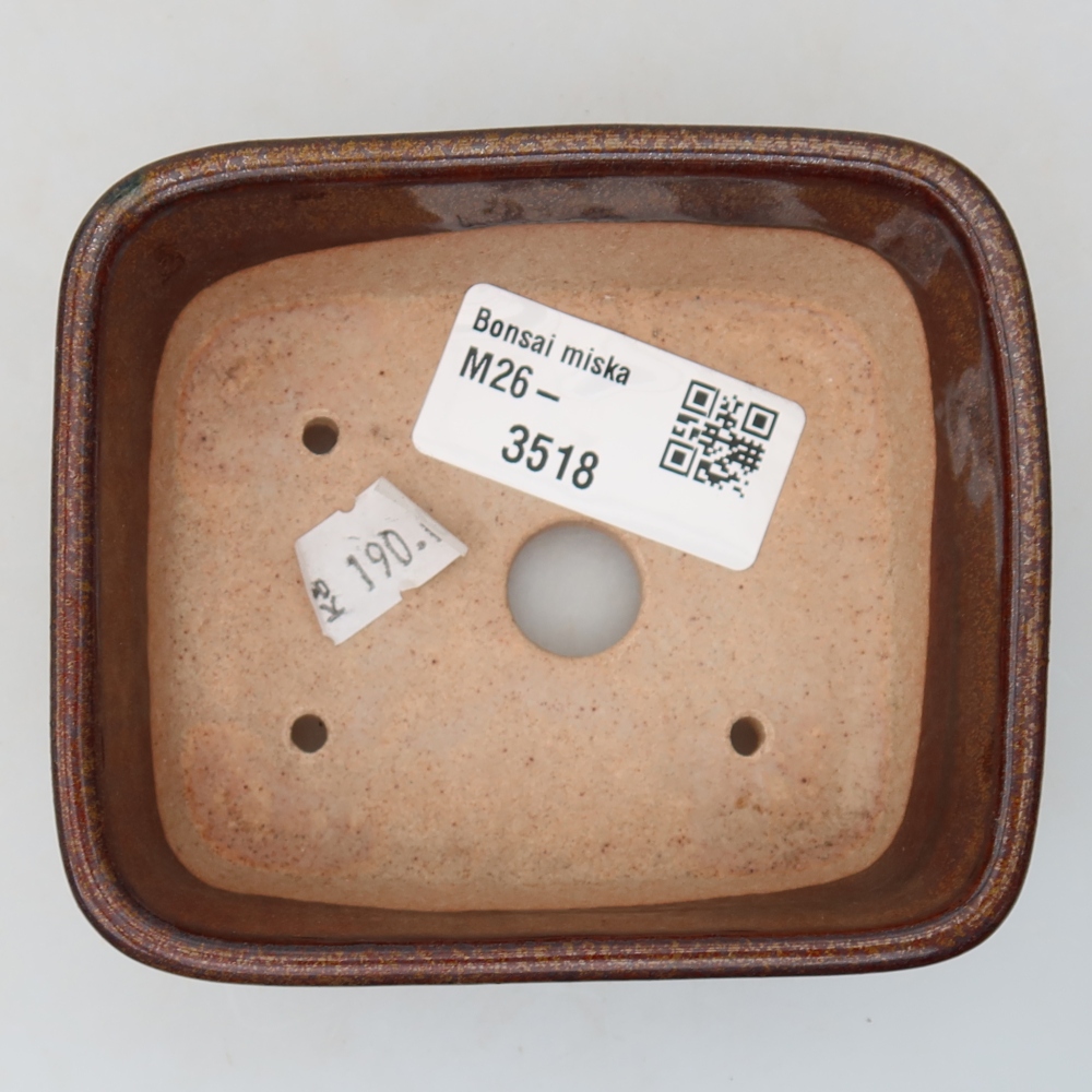 Ceramic bonsai pot, 10 x 8 x 3.5 cm, brown