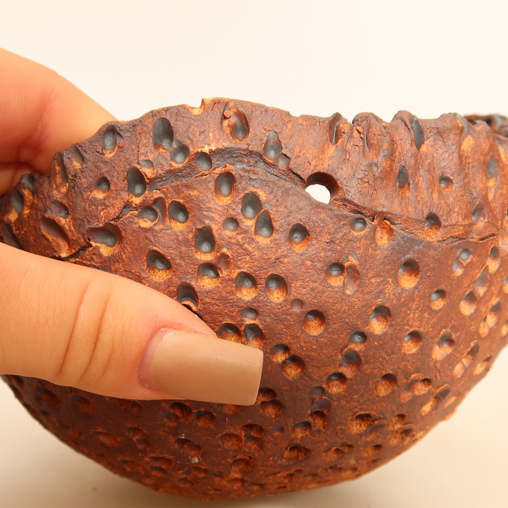 Ceramic Kokedama Pot, 14 x 13 x 9 cm, Brown