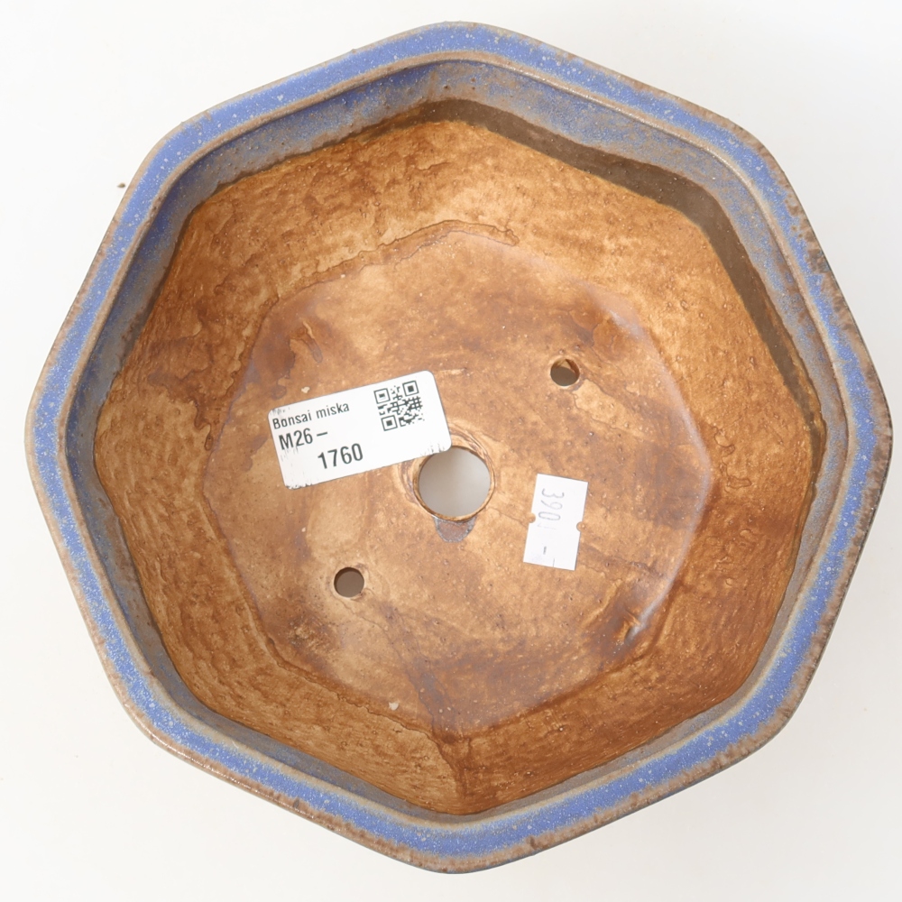 Ceramic bonsai pot, 17 x 16 x 6.5 cm, blue