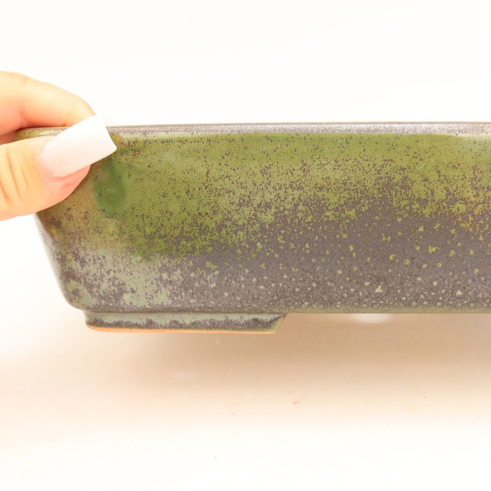 Ceramic bonsai bowl 26,5 x 20,5 x 7 cm, green