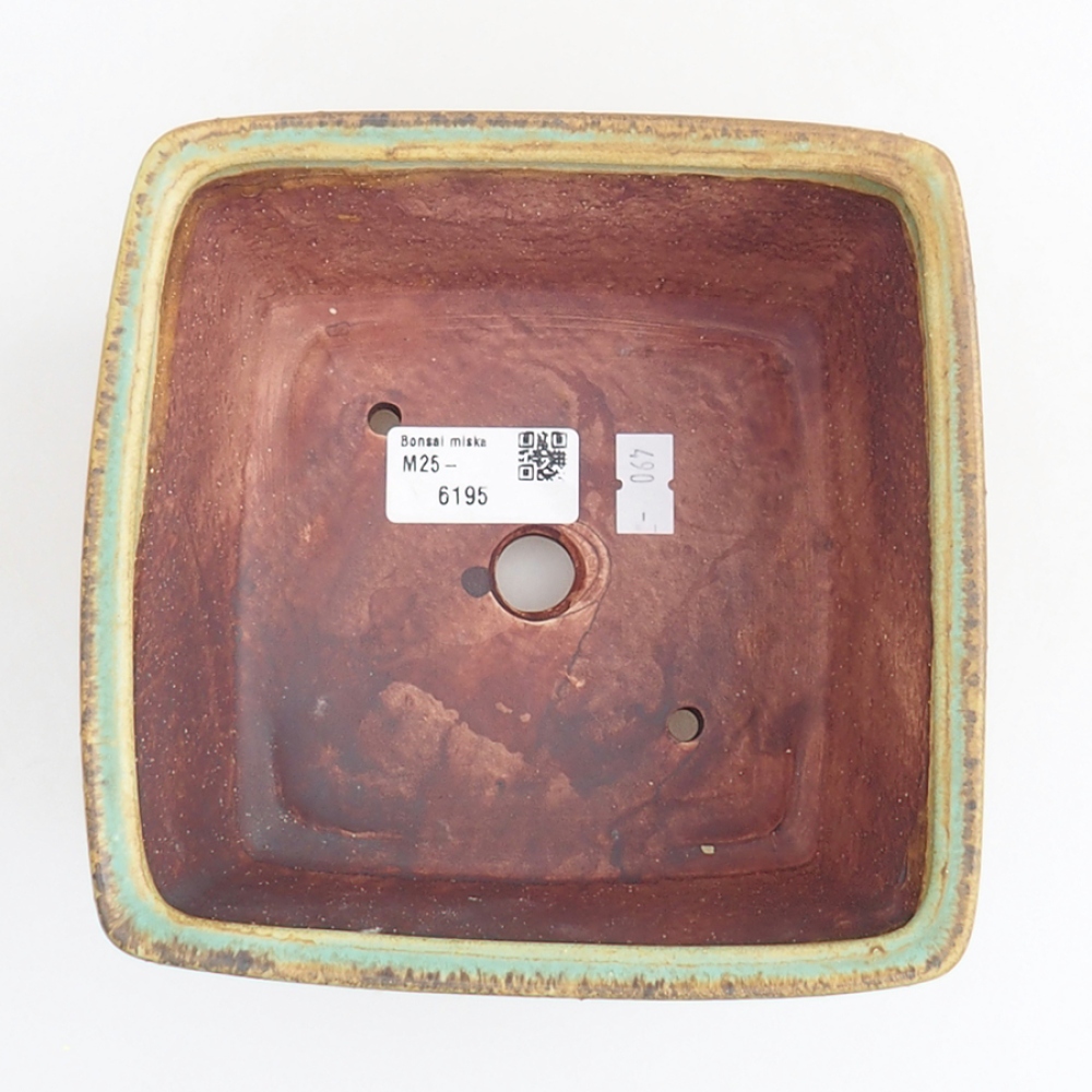 Ceramic bonsai bowl 15 x 15 x 9,5 cm, color green