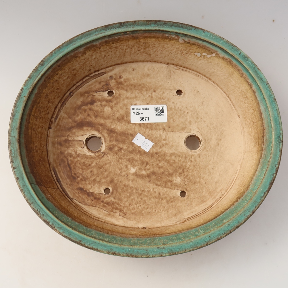 Ceramic bonsai pot, 27 x 24 x 5.5 cm, green