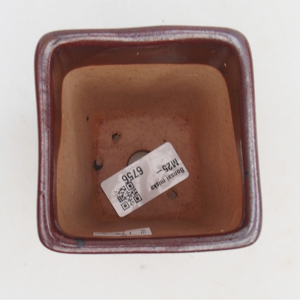 Ceramic bonsai bowl 8 x 8 x 10,5 cm, colour burgundy