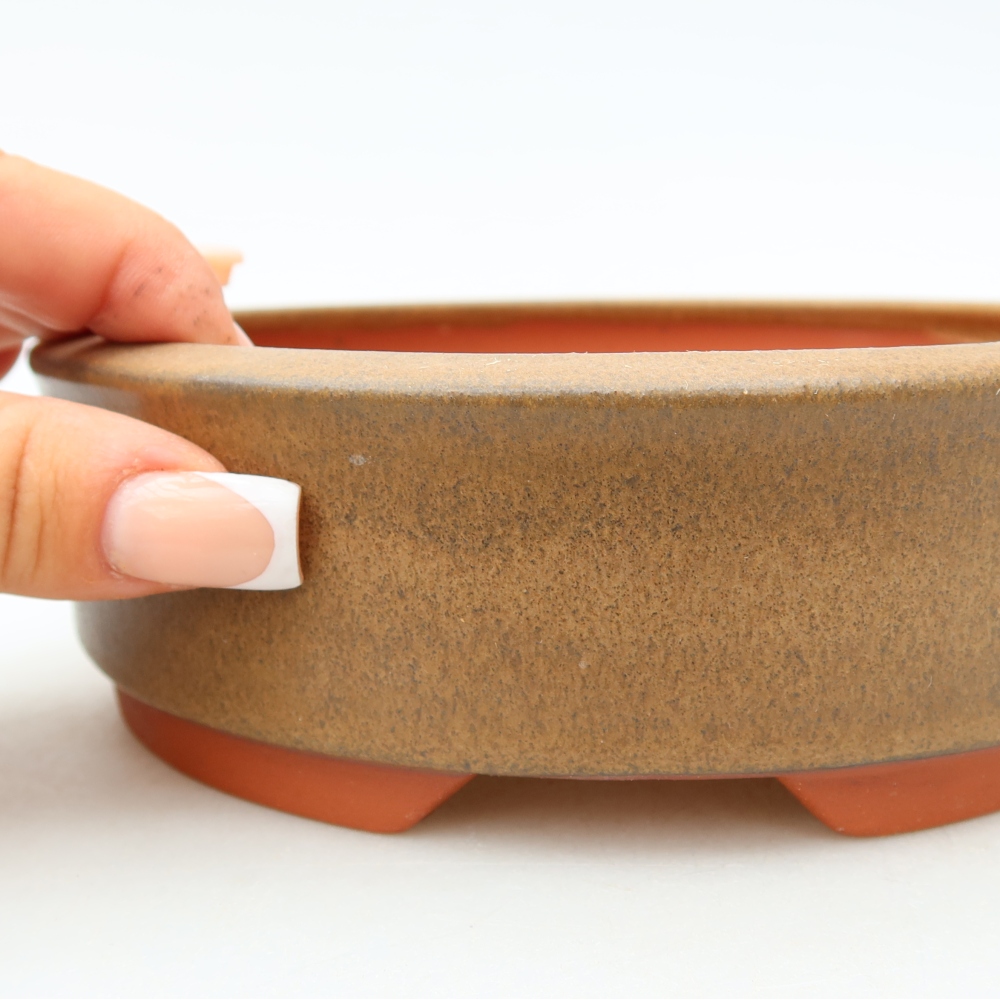 Ceramic bonsai bowl 16 x 16 x 5 cm, brown