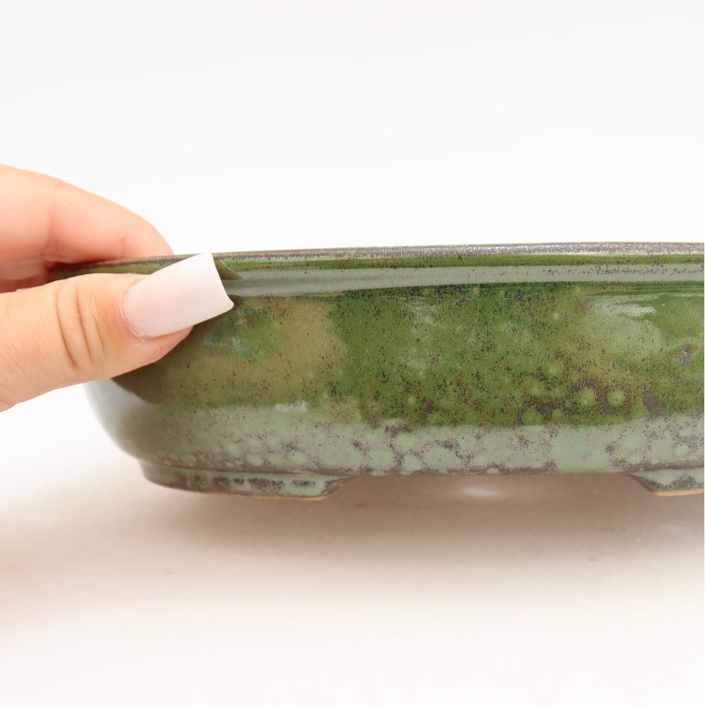 Ceramic bonsai bowl 22 x 17 x 5 cm, green