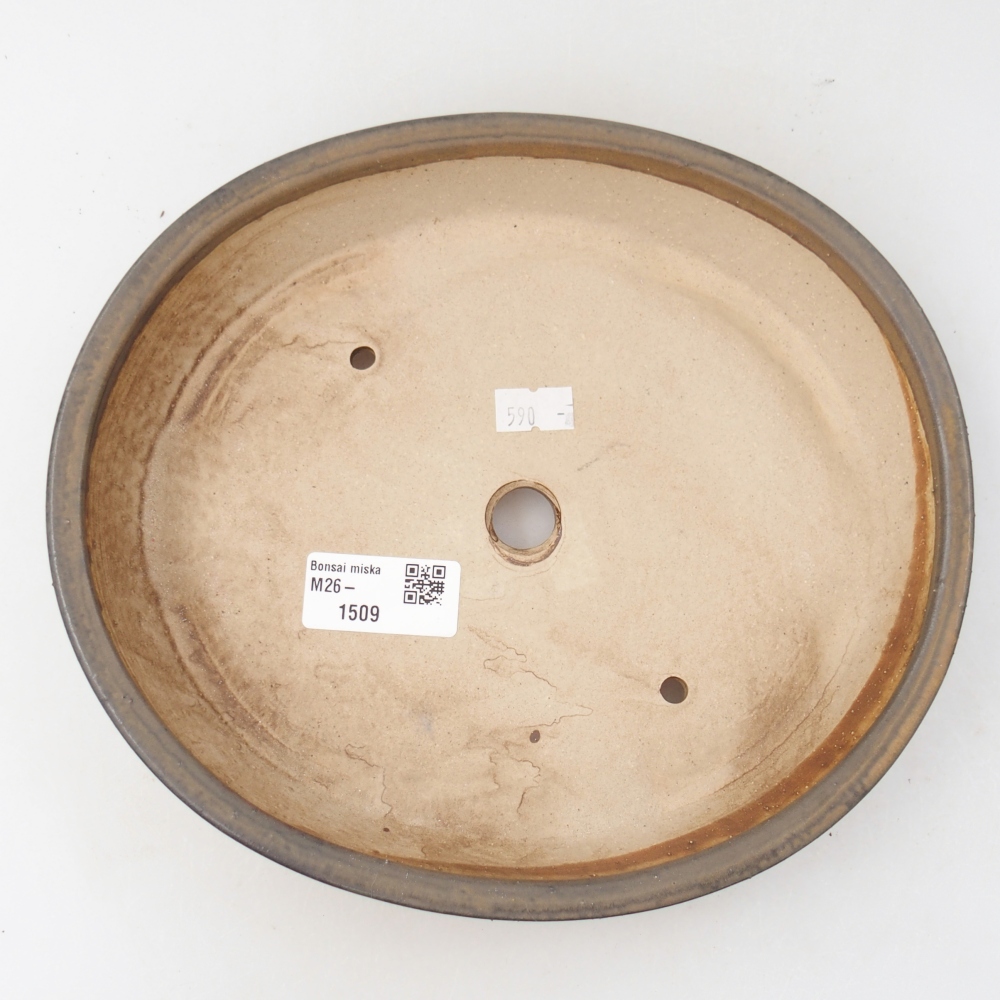Ceramic bonsai bowl 22,5 x 20 x 4,5 cm, brown