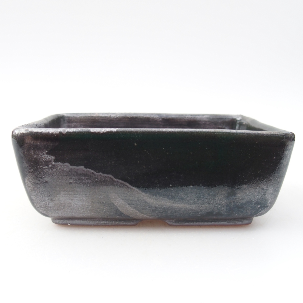Ceramic bonsai bowl 12 x 8,5 x 4,5 cm, metallic green