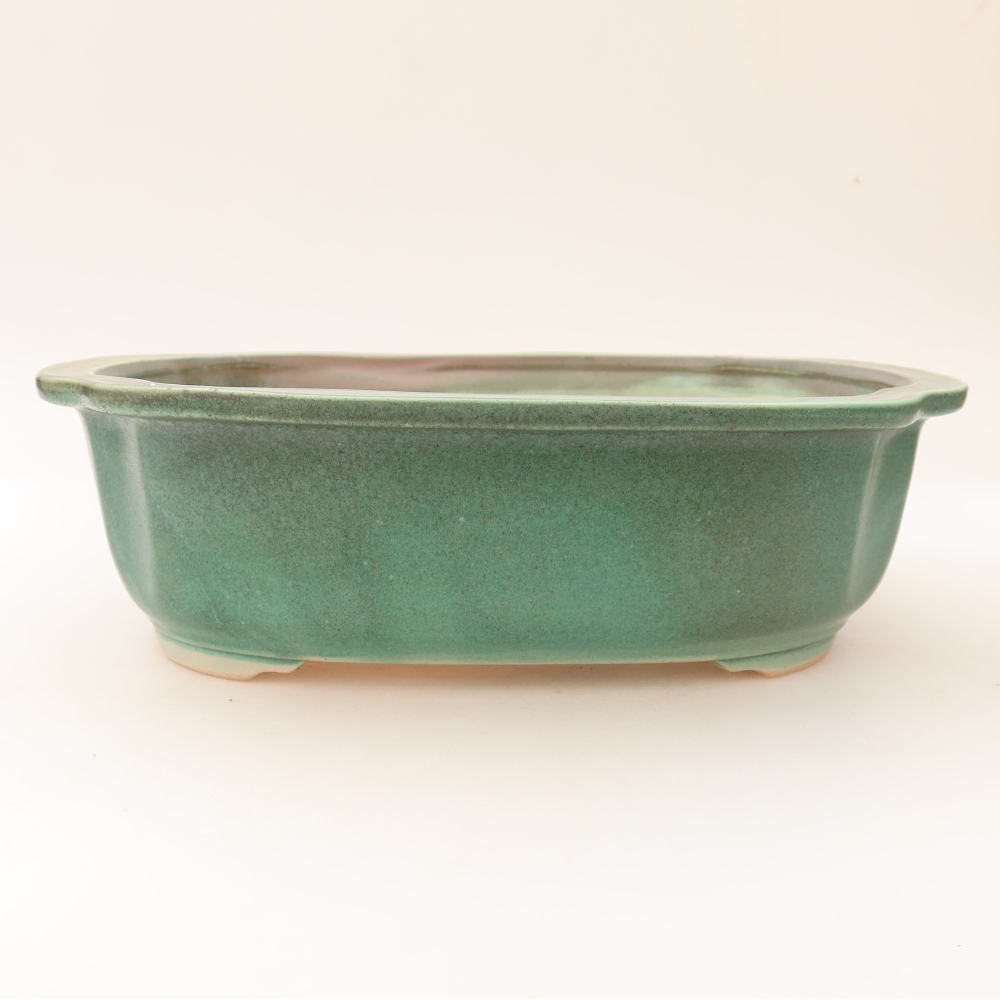 Ceramic bonsai pot, 24.5 x 21 x 7.5 cm, green