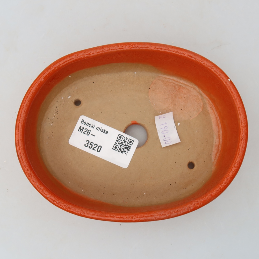 Ceramic bonsai pot, 13 x 10 x 3.5 cm, orange