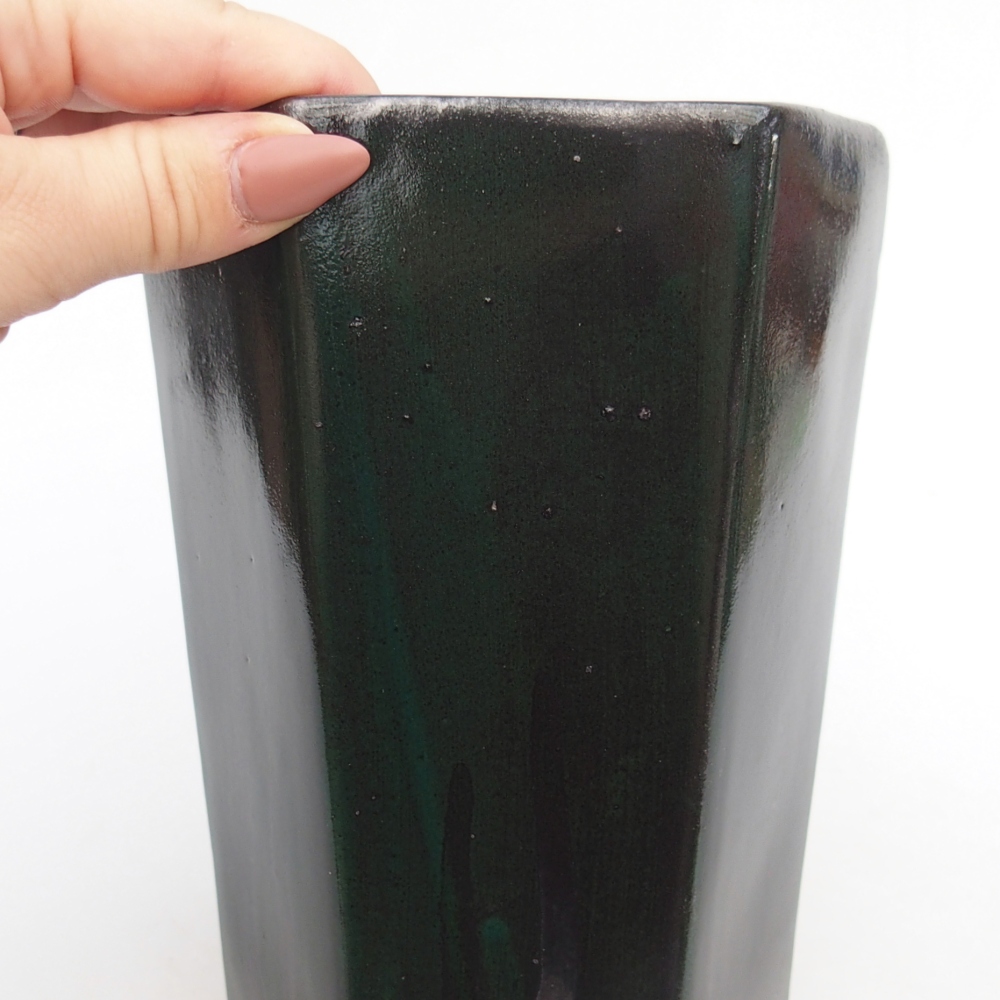 Ceramic bonsai bowl 12,5 x 11,5 x 16,5 cm, green