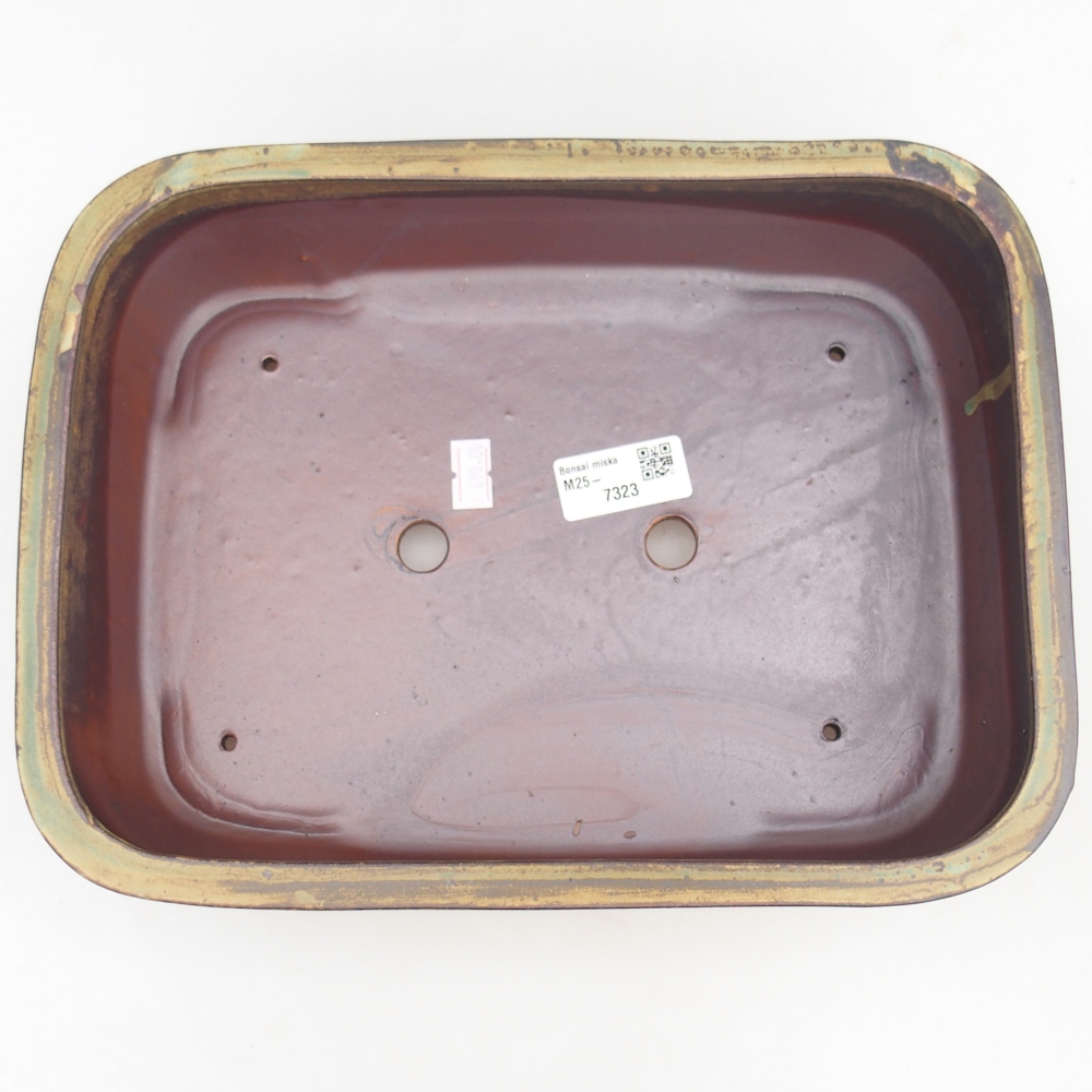 Ceramic bonsai bowl 28 x 20,5 x 7,5 cm, green