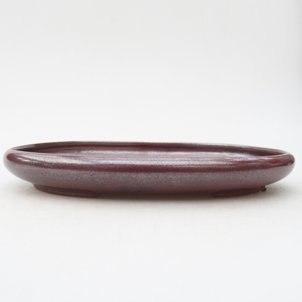 Ceramic bonsai bowl 22,5 x 16,5 x 3 cm, burgundy
