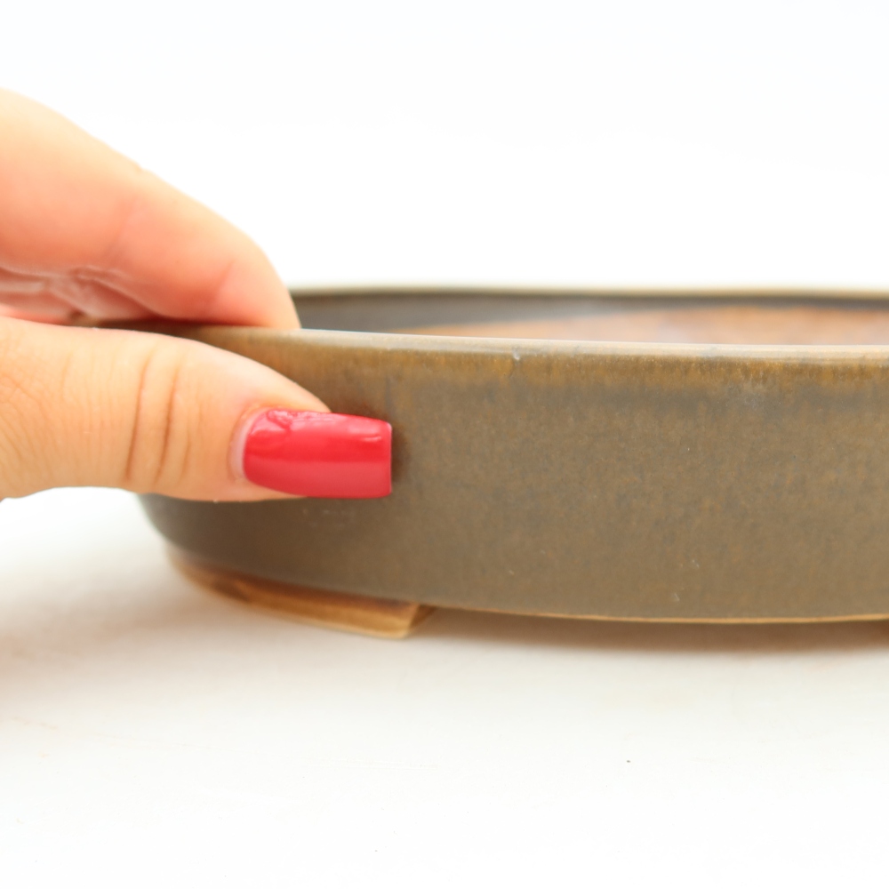 Ceramic bonsai bowl 21 x 19 x 4,5 cm, brown