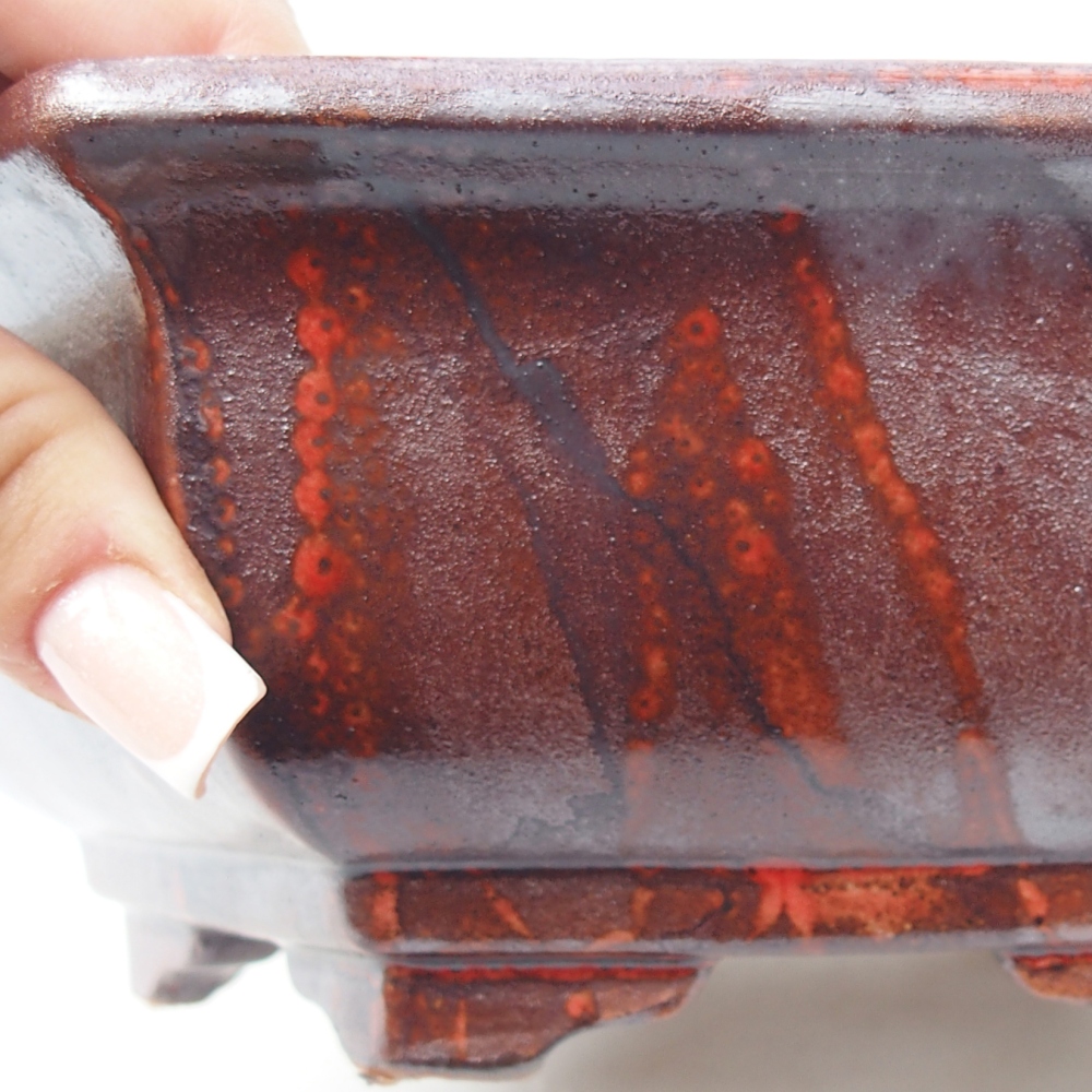 Ceramic bonsai bowl 24 x 21 x 7,5 cm, colour red