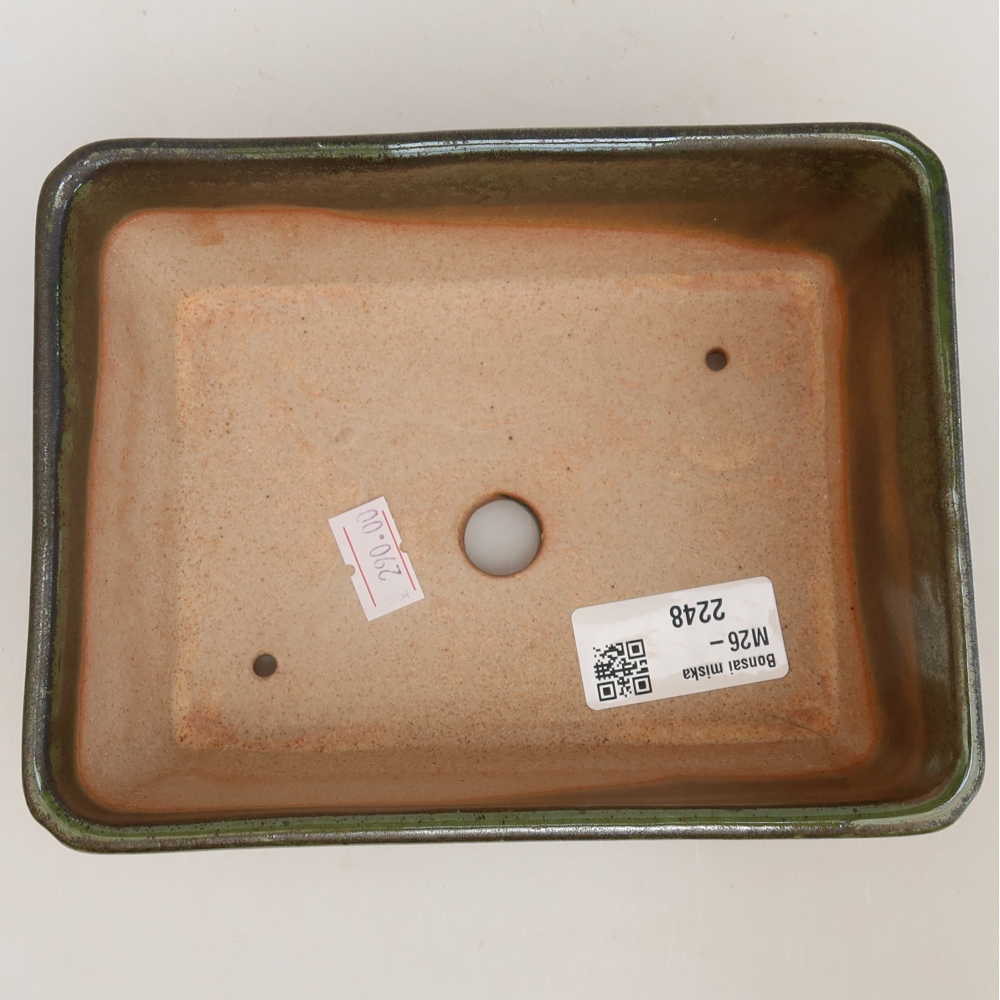 Ceramic bonsai bowl 16 x 12 x 6 cm, green