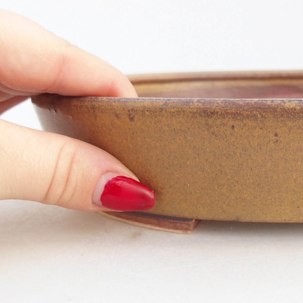 Ceramic bonsai bowl 21 x 19 x 4,5 cm, brown