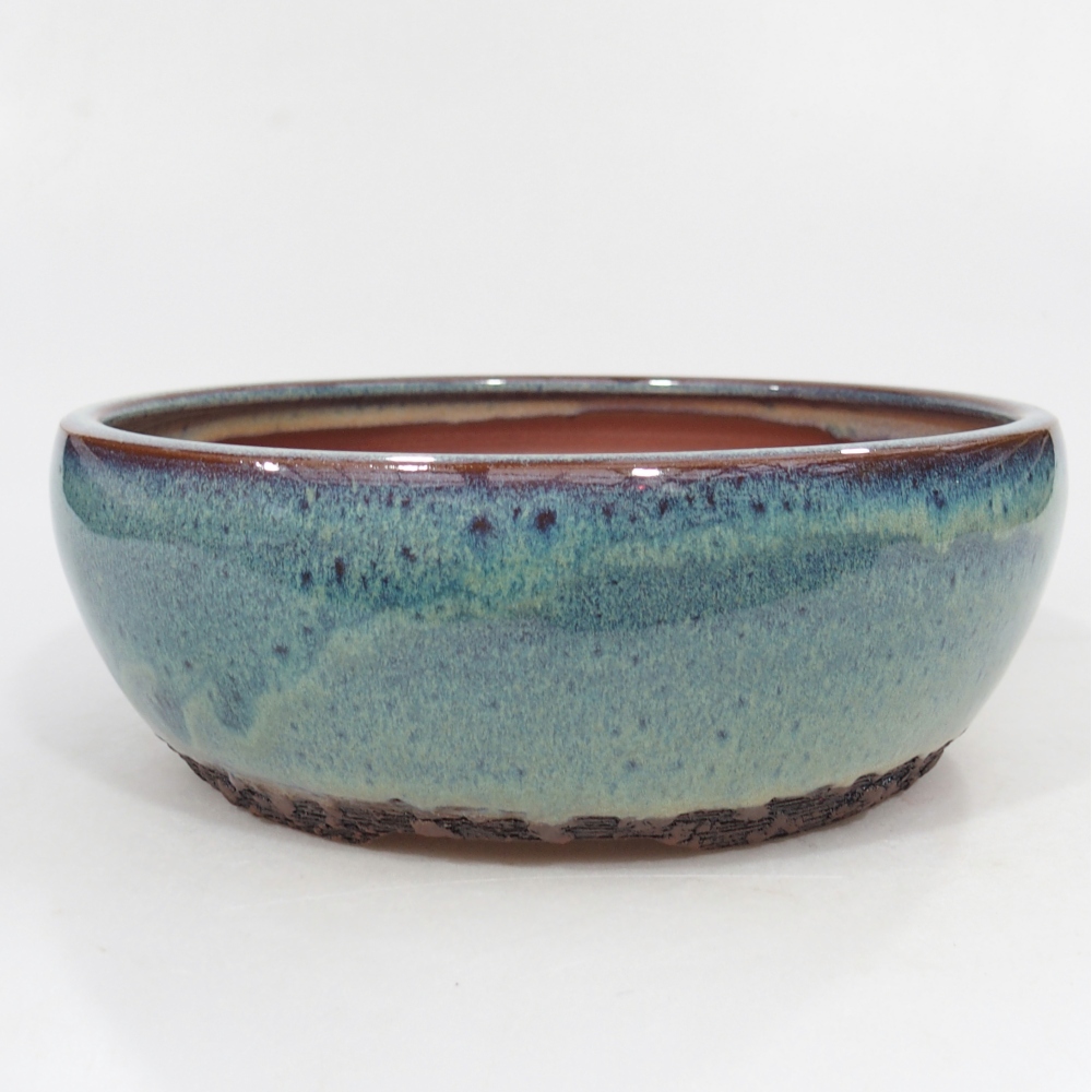 Ceramic bonsai bowl 18 x 18 x 7 cm, blue-green