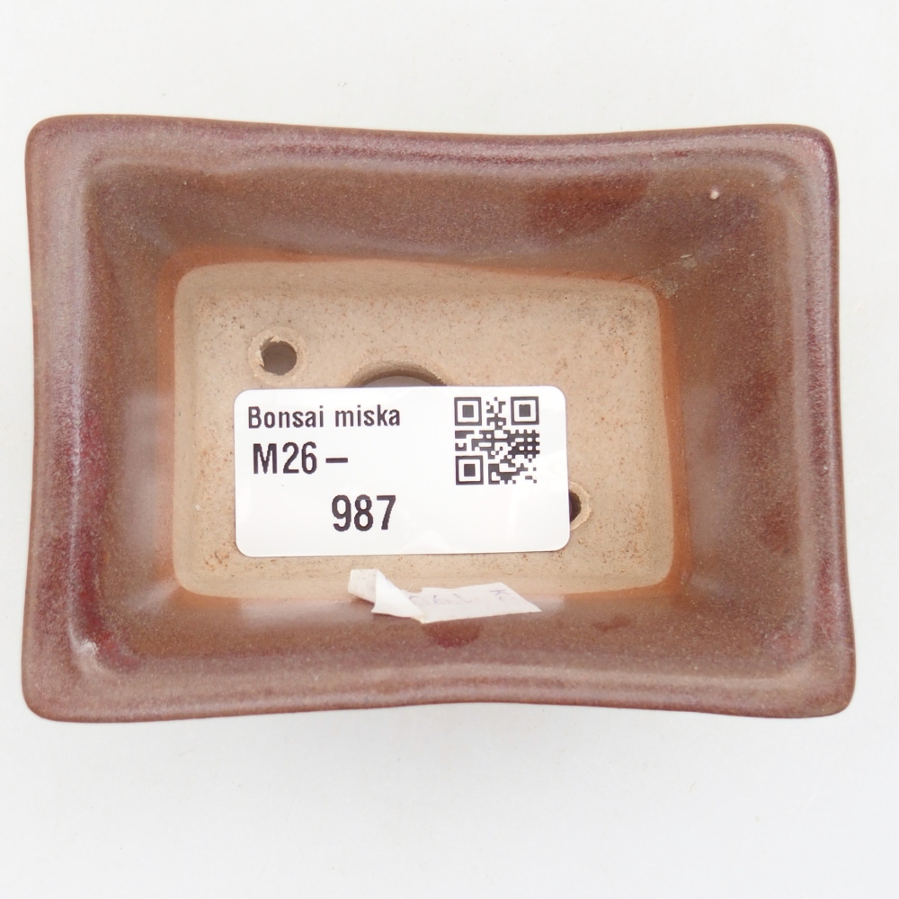 Ceramic bonsai bowl 8 x 6 x 4 cm, burgundy