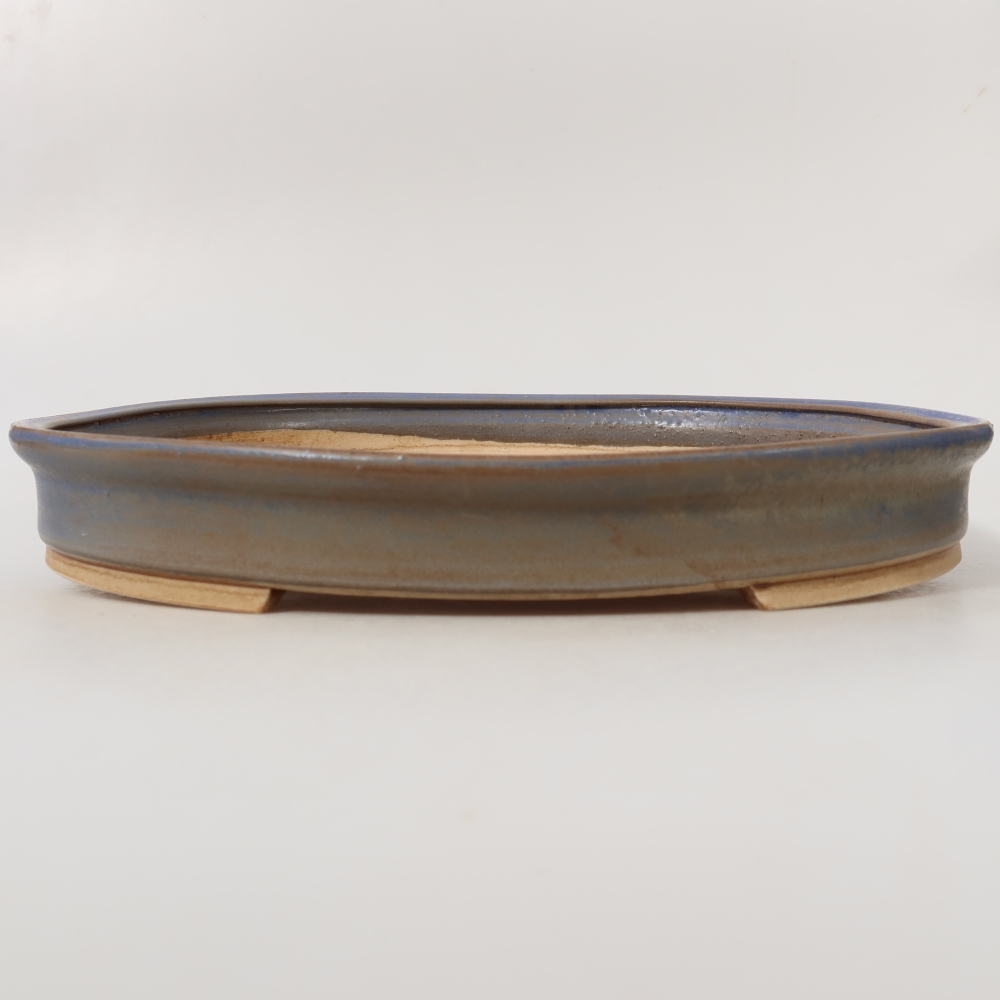 Ceramic bonsai pot, 30.5 x 26.5 x 4 cm, blue