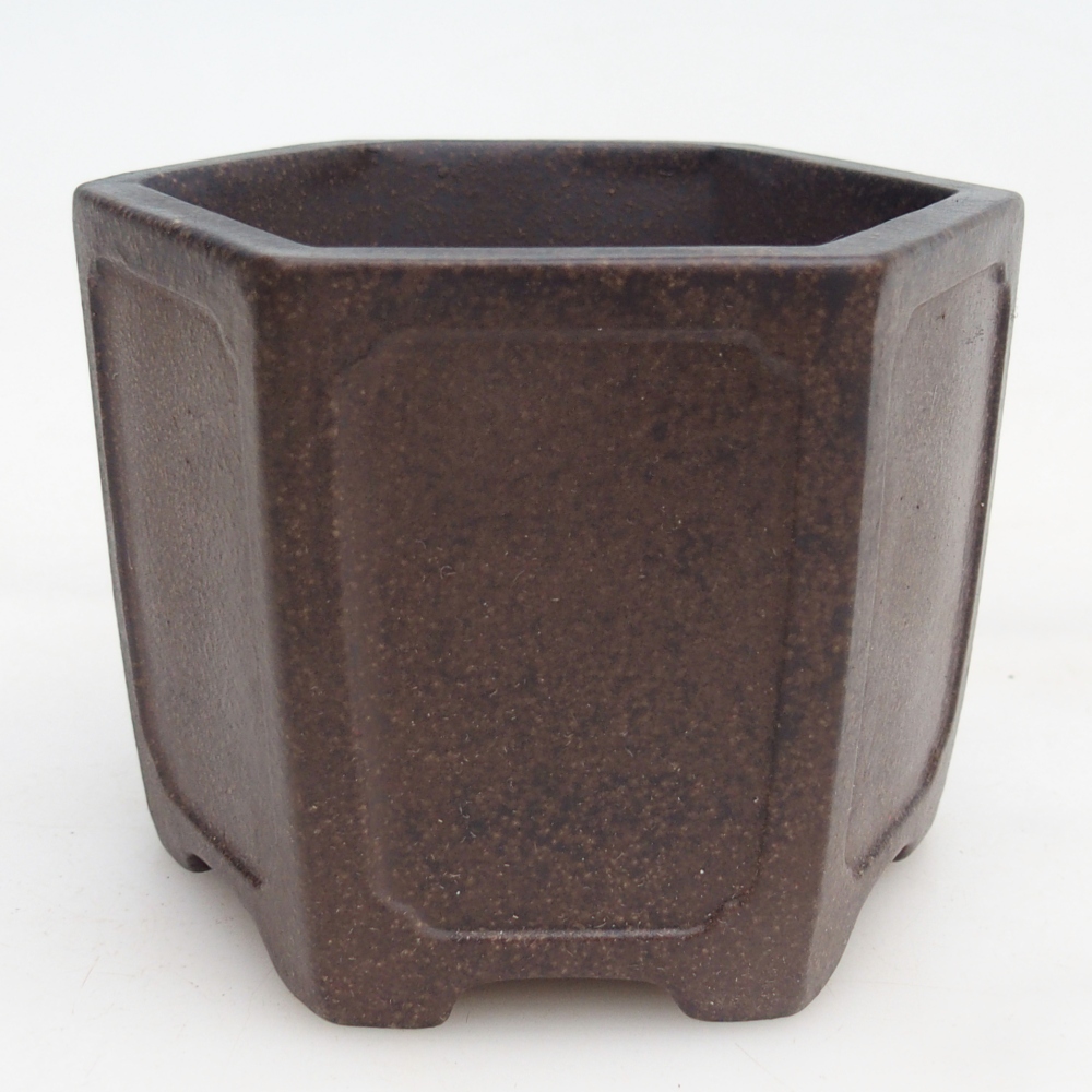Ceramic bonsai bowl 11 x 10 x 8,5 cm, colour brownish ochre