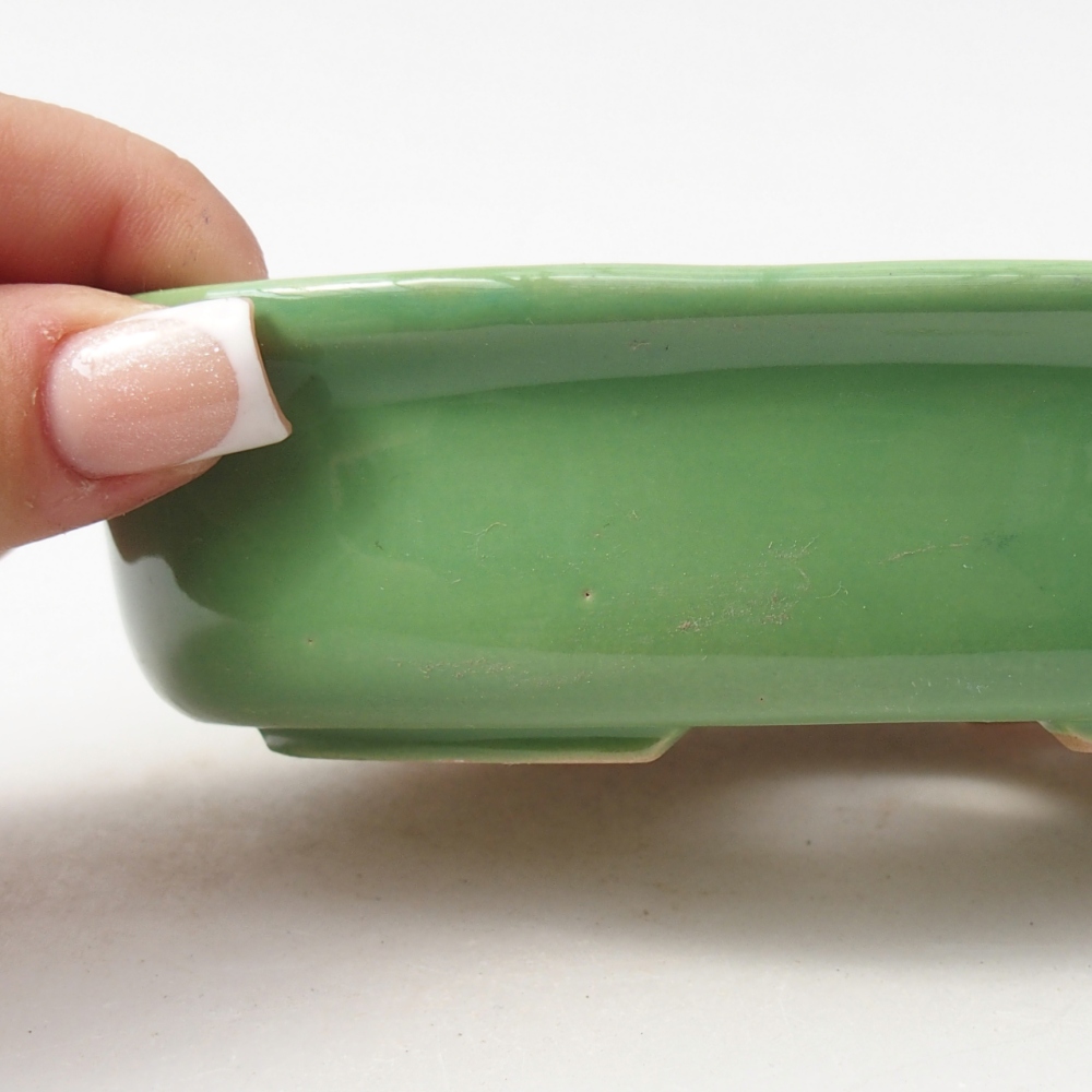 Ceramic bonsai bowl 14,5 x 10,5 x 3,5 cm, green
