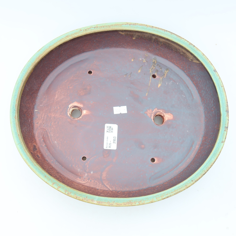 Ceramic bonsai pot, 32 x 28 x 6.5 cm, green