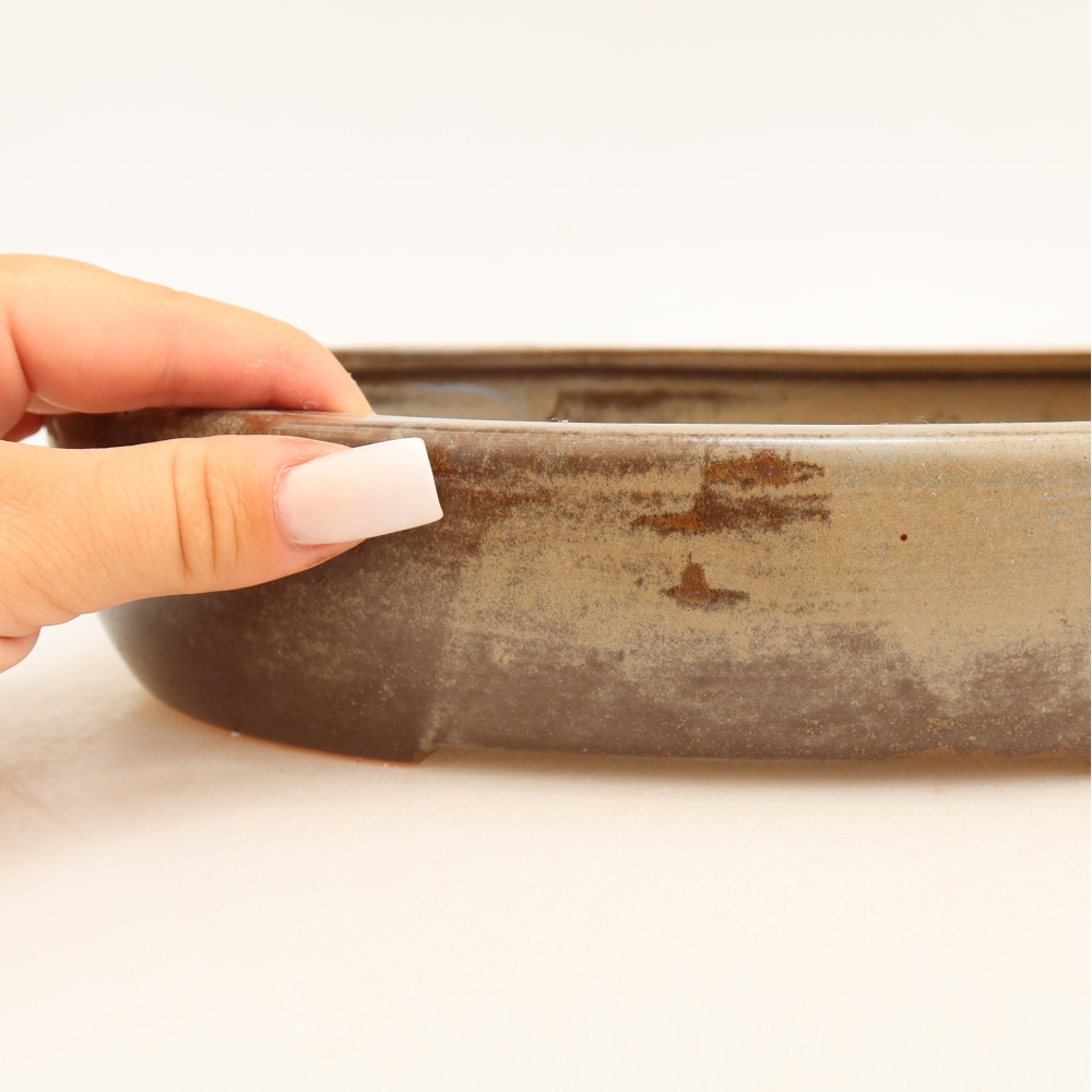Ceramic bonsai bowl 27 x 21 x 5,5 cm, brown