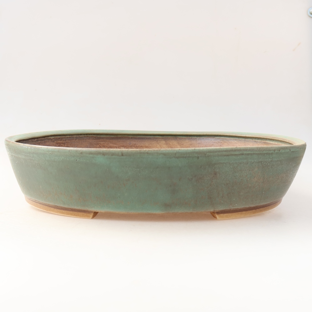 Ceramic bonsai pot, 32 x 27.5 x 6.5 cm, green