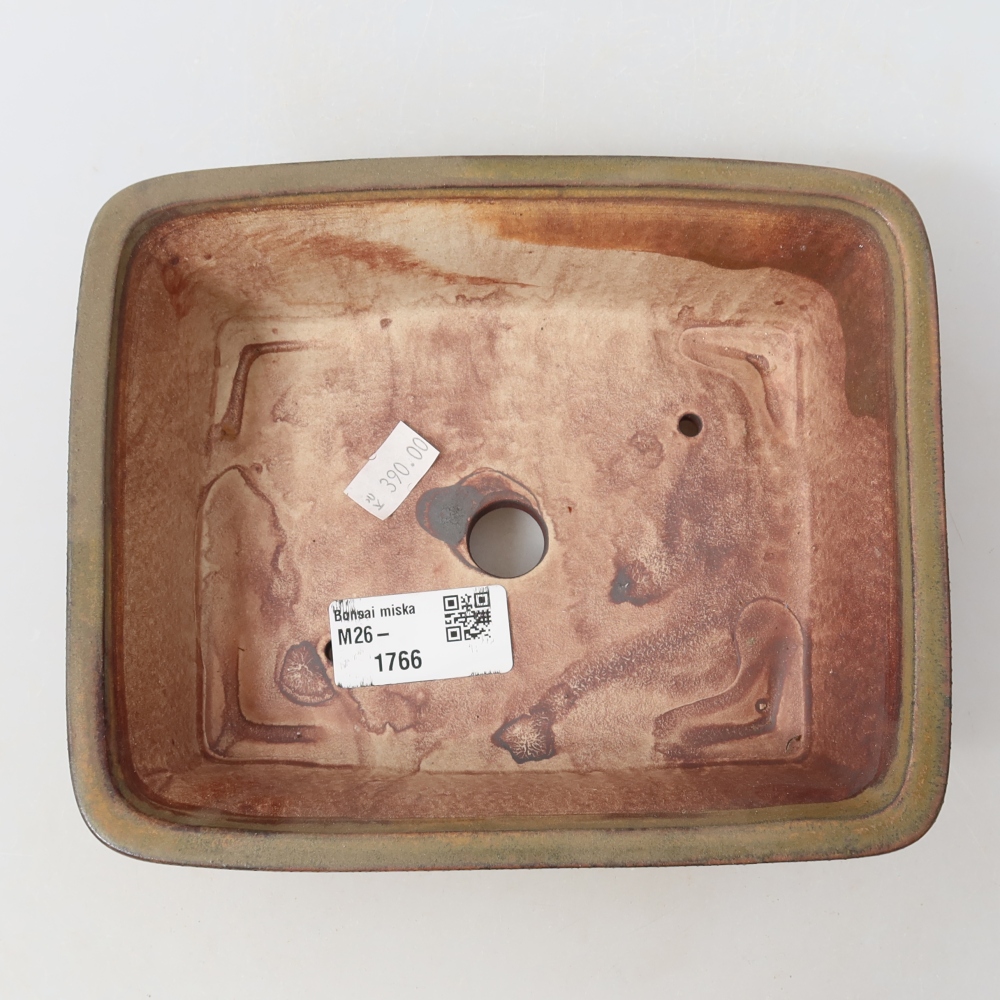 Ceramic bonsai pot, 17.5 x 14.5 x 5.5 cm, brown