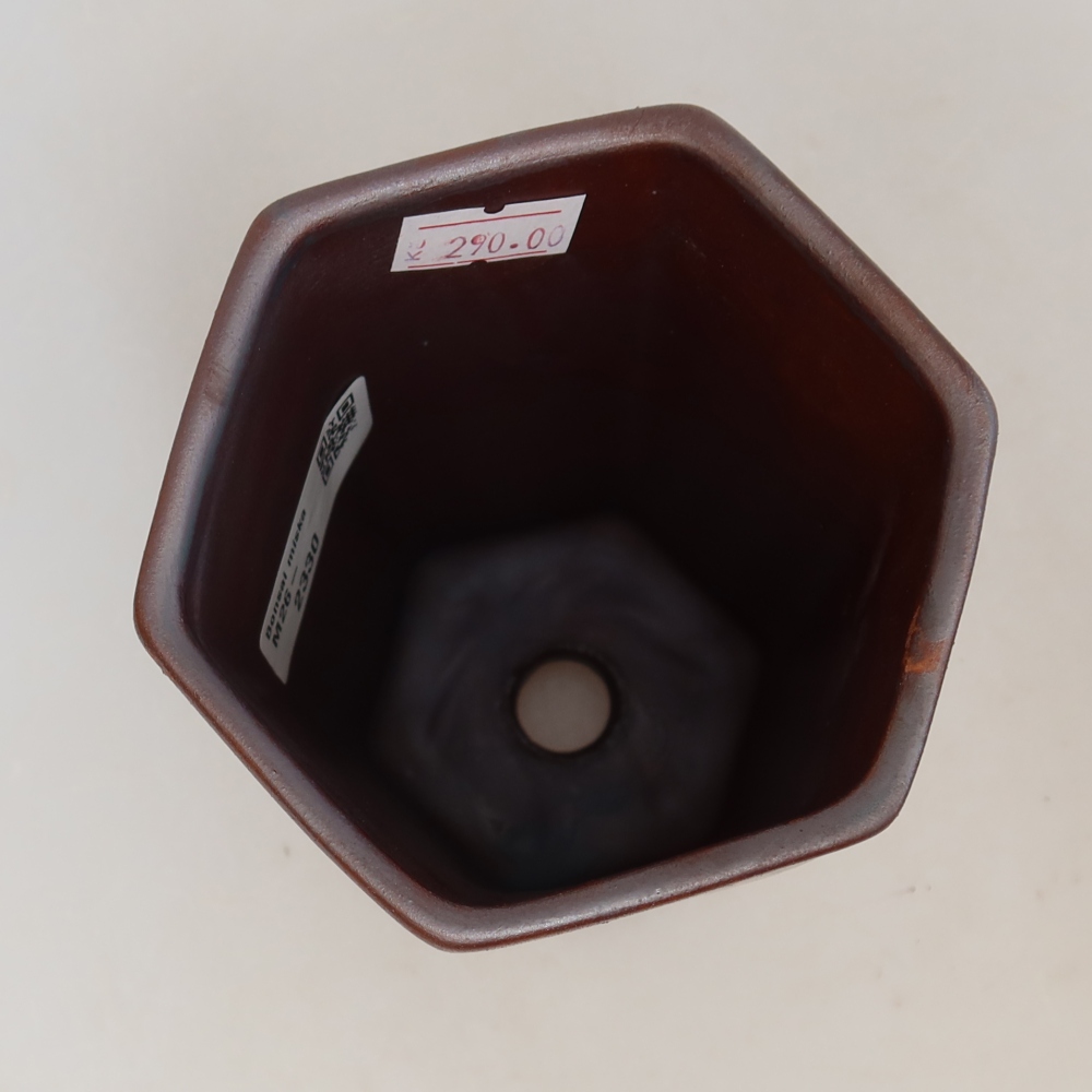 Ceramic bonsai pot, 9.5 x 8.5 x 14.5 cm, metallic color