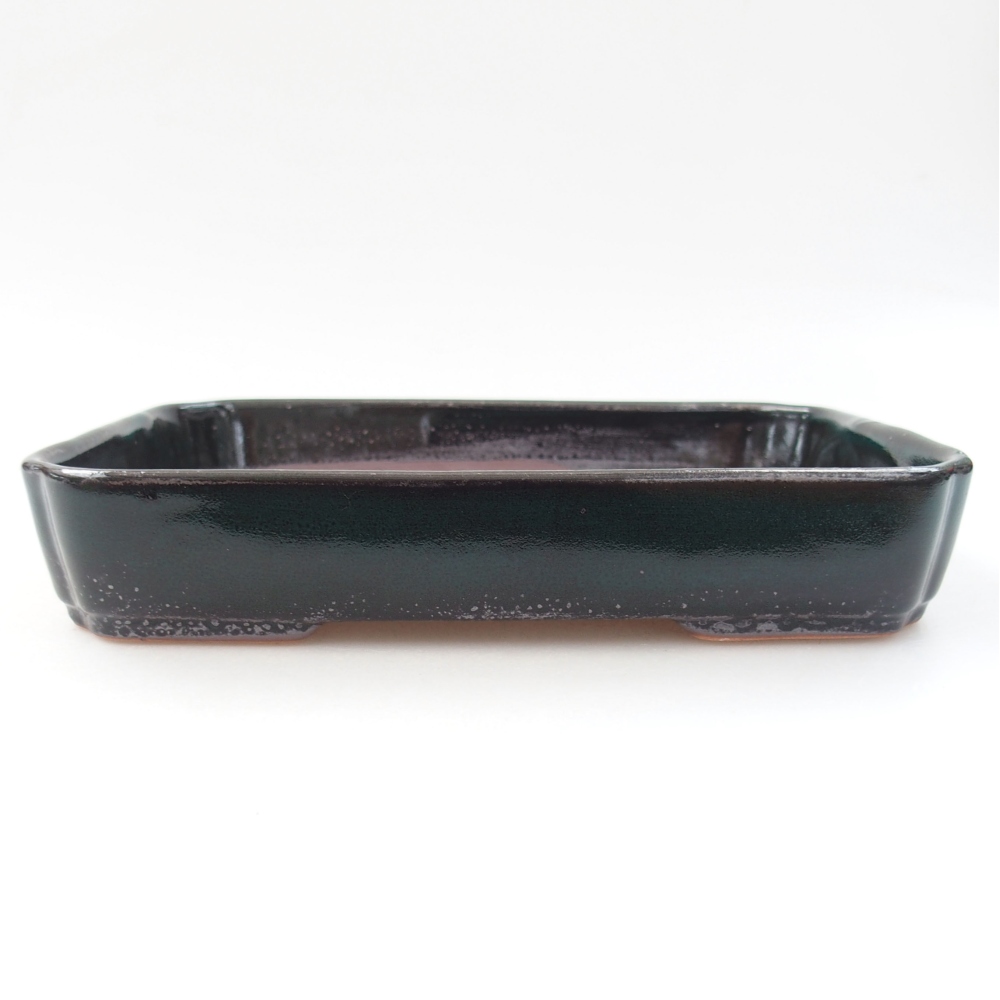 Ceramic bonsai bowl 18 x 13 x 3,5 cm, color green
