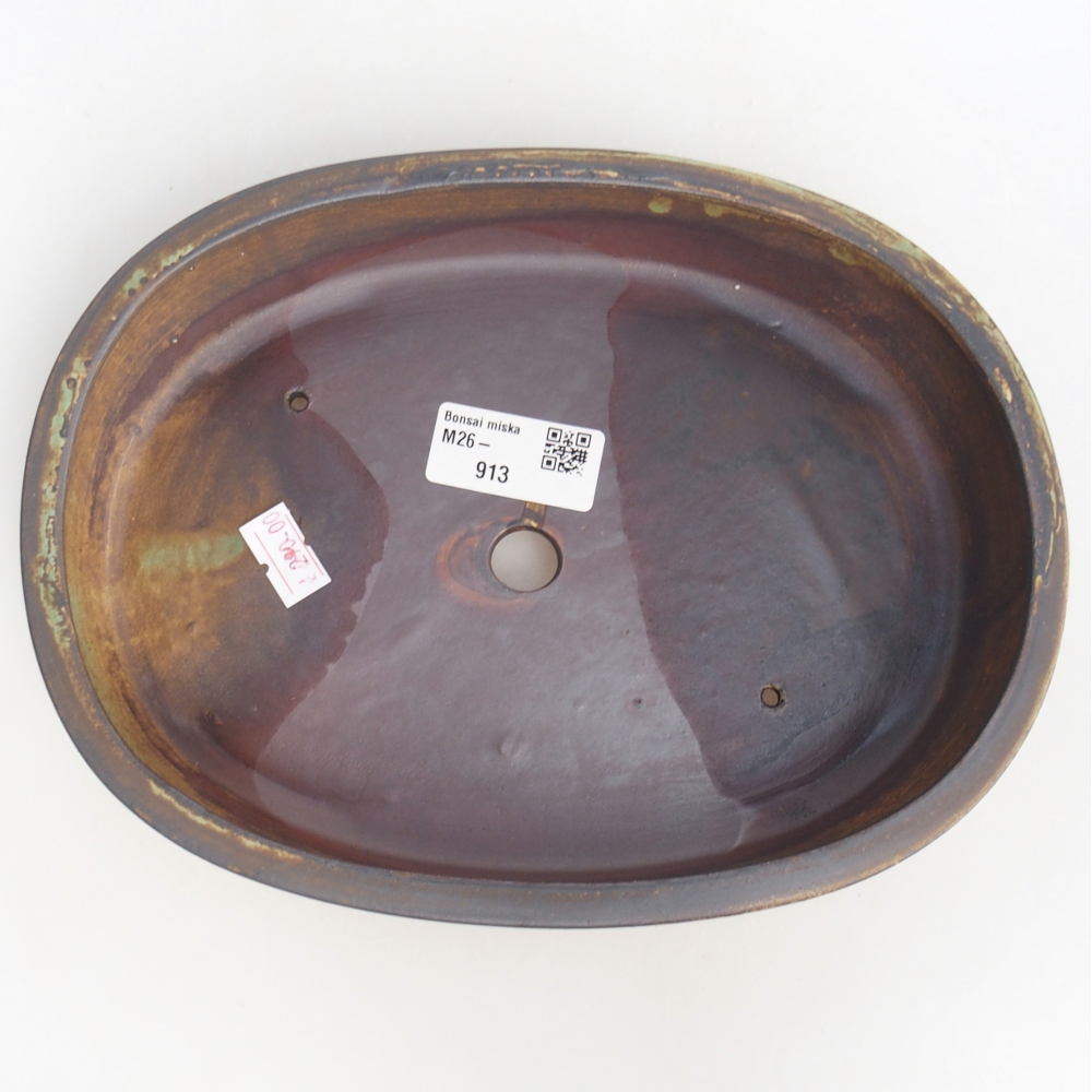 Ceramic bonsai bowl 22 x 17 x 4 cm, brown