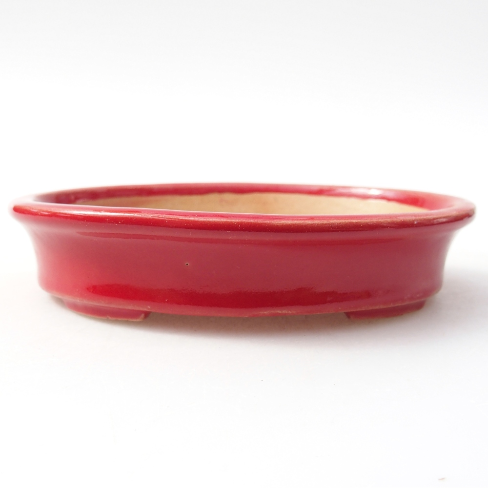 Ceramic bonsai bowl 13 x 10,5 x 3 cm, colour red