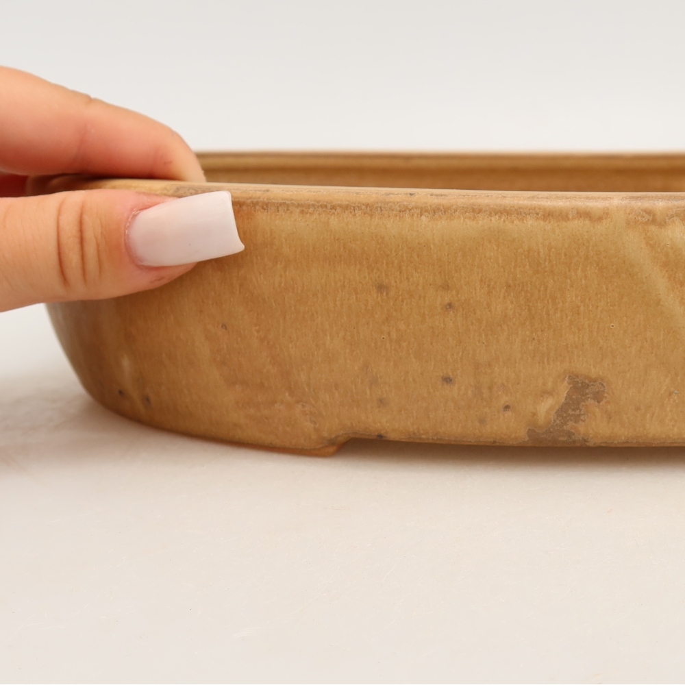 Ceramic bonsai bowl 27 x 21 x 5,5 cm, colour beige