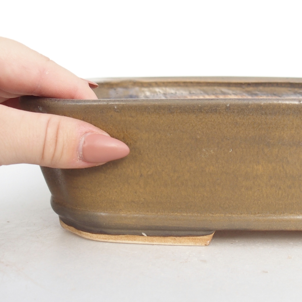 Ceramic bonsai bowl 25 x 21,5 x 6,5 cm, brown