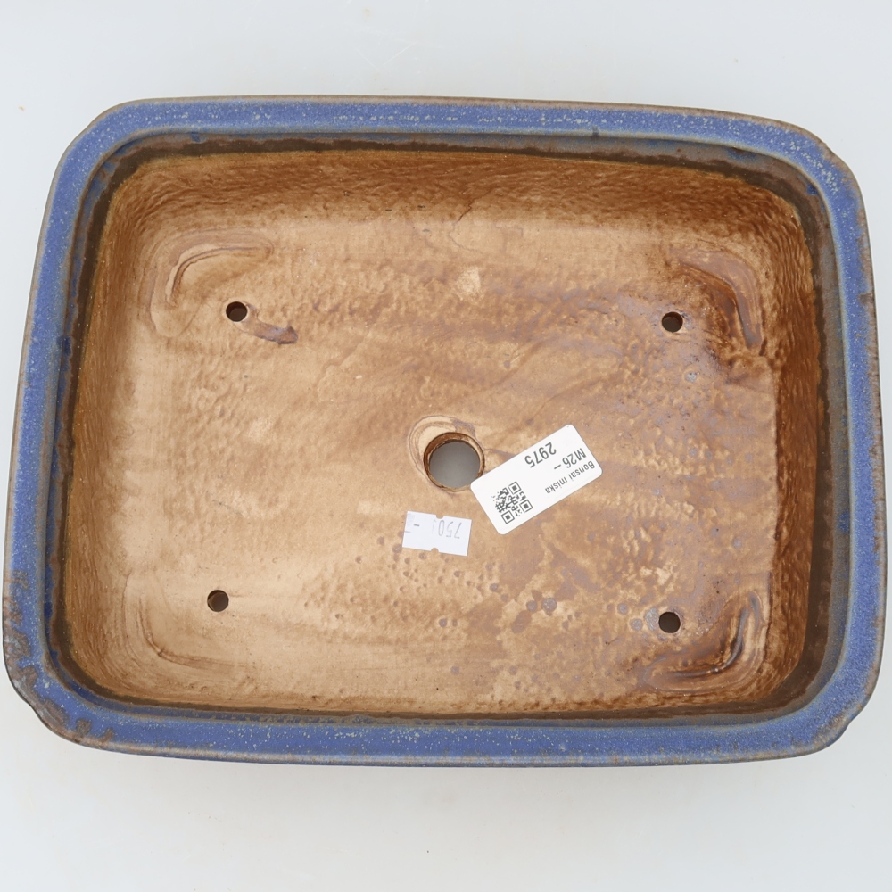 Ceramic bonsai pot, 25 x 20.5 x 7.5 cm, blue