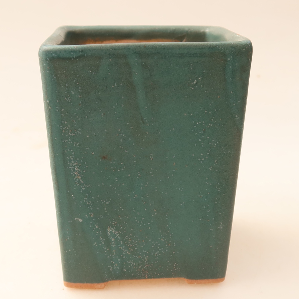 Ceramic bonsai pot, 7.5 x 7.5 x 10 cm, blue
