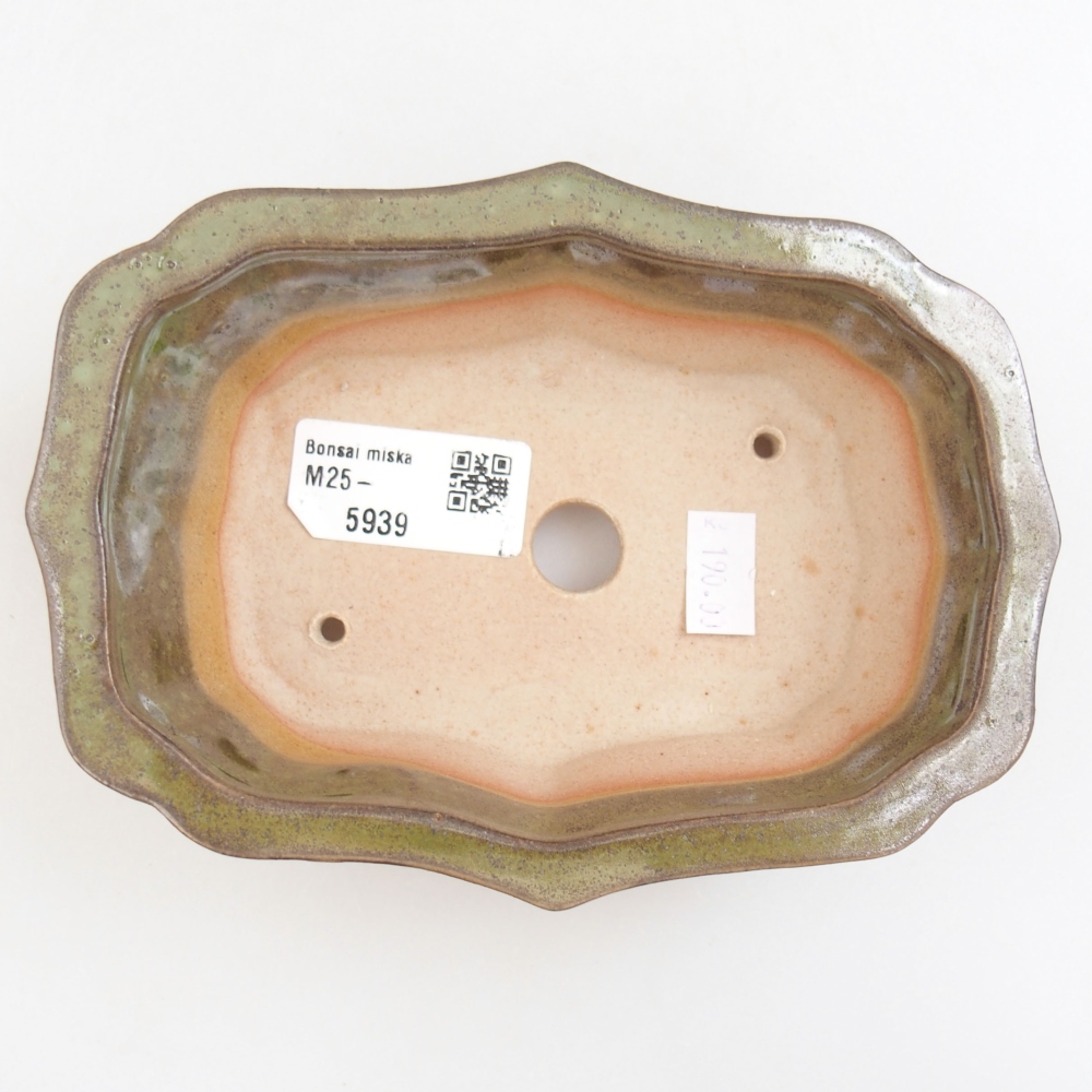 Ceramic bonsai bowl 15,5 x 11 x 4,5 cm, color green