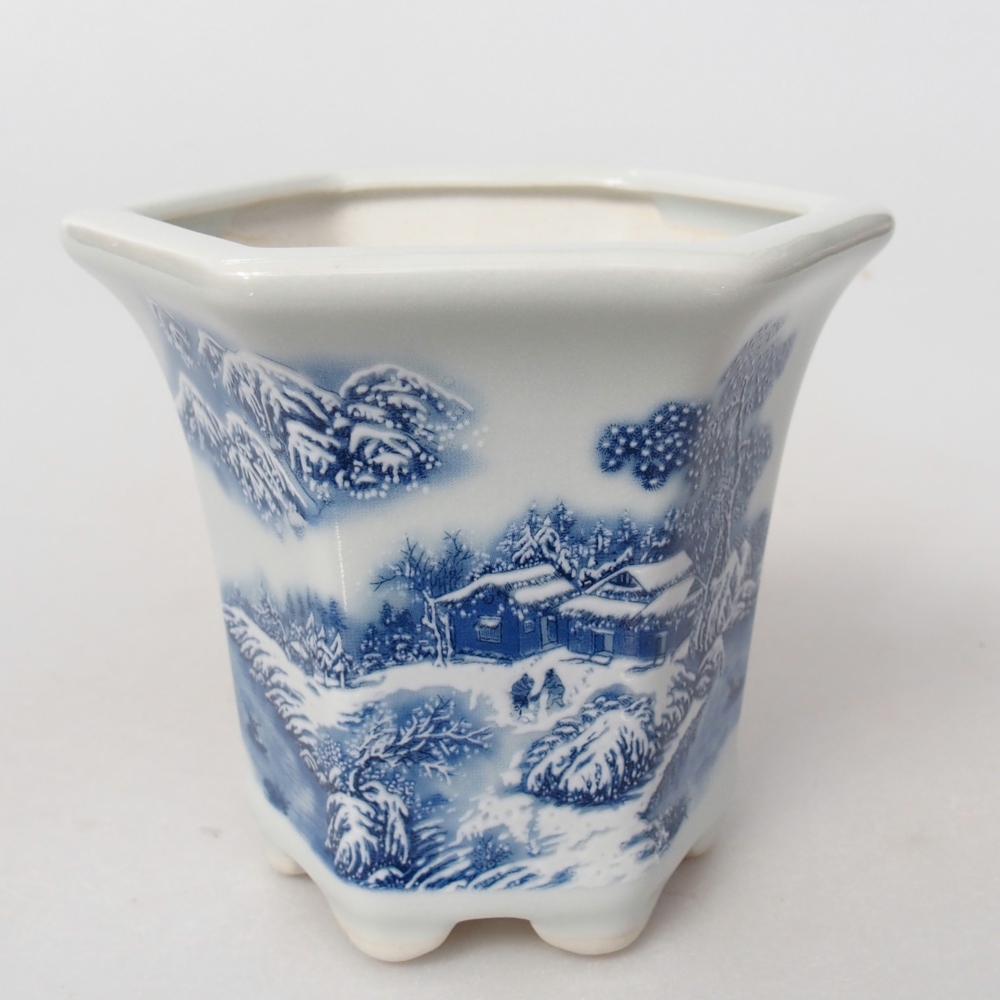 Ceramic bonsai bowl 10 x 9 x 9 cm, colour white