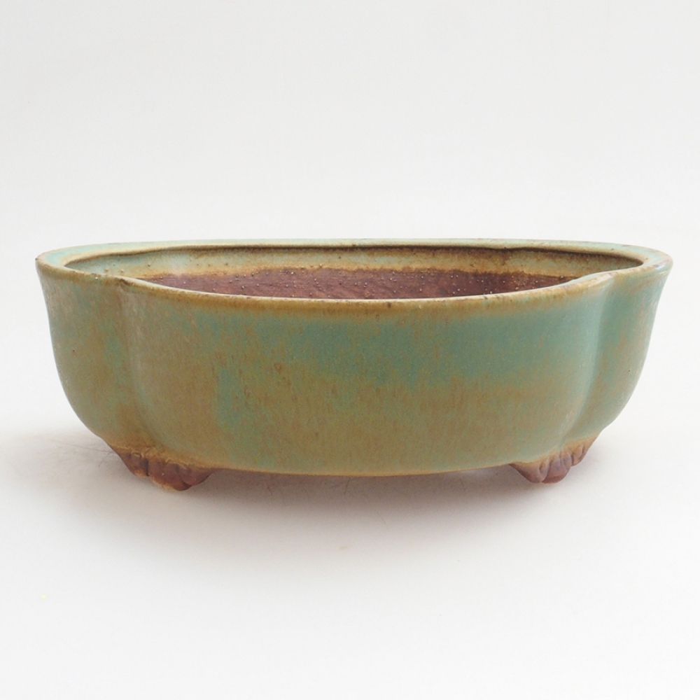 Ceramic bonsai bowl 16,5 x 15 x 5,5 cm, color green
