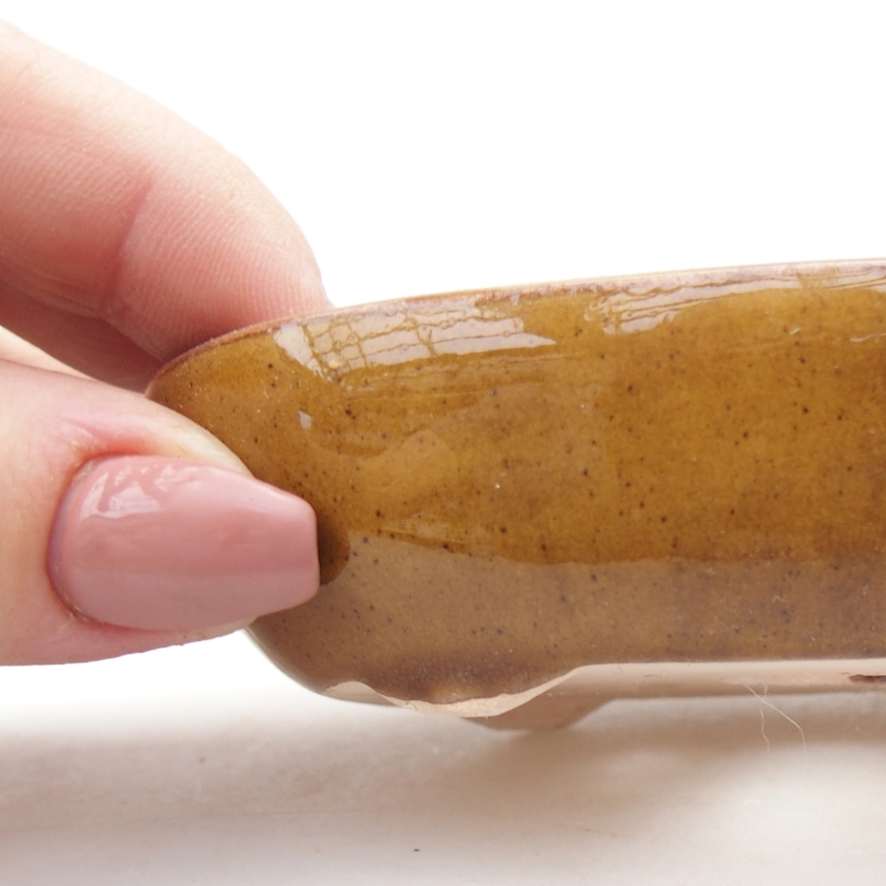 Ceramic bonsai bowl 9 x 6,5 x 2,5 cm, brown